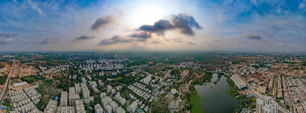 Aerial panoramic view of the Hyderabad in Telangana state