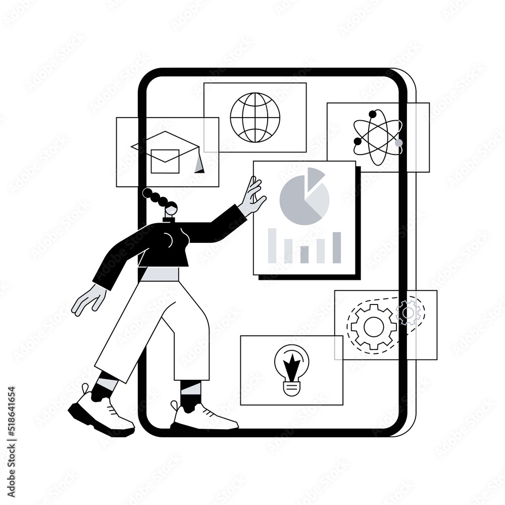Poster learning management system abstract concept vector illustration. educational technology, online lear