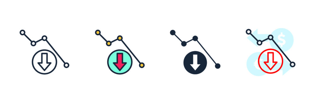decrease icon logo vector illustration. interest rate finance symbol template for graphic and web design collection