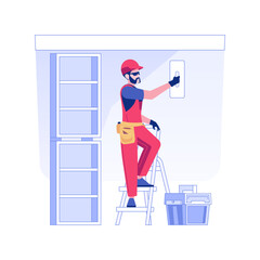 Basement finishing isolated concept vector illustration. Group of professional builders deals with basement finishing, private house custom interior, repair service vector concept.