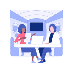 Private jet isolated concept vector illustration. Group of partners flying in a private jet, business class travel, company executives in the plane, working luxury trip vector concept.