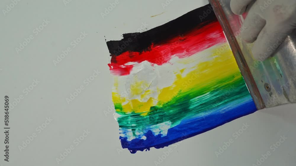 Poster use a color spatula to blend the colors together and wipe them together .to get the colors that are 