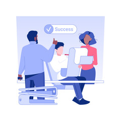 Signing contract isolated concept vector illustration. Group of diverse business people reaching agreement and signing contract, international business travel, partnership idea vector concept.