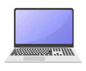 Notebook with blank screen. Front view. Vector illustration.