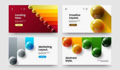 Minimalistic realistic balls pamphlet template set. Abstract catalog cover vector design concept collection.