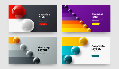 Trendy catalog cover vector design layout bundle. Amazing 3D balls poster template composition.
