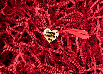 Happy Valentines Day heart with red crinkle cut paper background ,red background, heart with red background,
Valentine Day, message with red backdrop , backdrop with texture