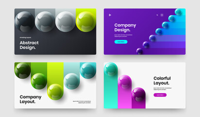 Vivid realistic balls presentation illustration composition. Abstract company identity vector design template bundle.