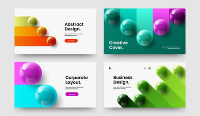 Simple 3D balls site screen layout composition. Minimalistic front page vector design illustration collection.