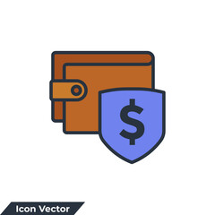 protection wallet icon logo vector illustration. Safety payments symbol template for graphic and web design collection