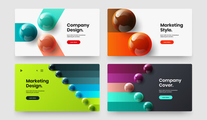 Creative 3D balls poster concept set. Amazing corporate cover design vector template collection.