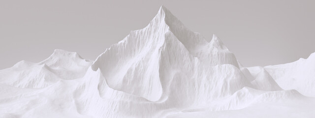 Mountains landscape, 3d rendering white abstract cliff - obrazy, fototapety, plakaty