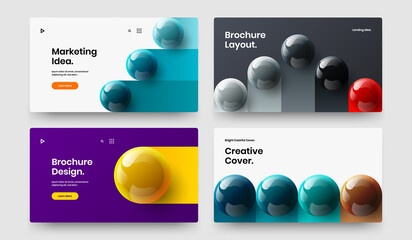 Colorful web banner vector design illustration bundle. Fresh realistic balls postcard layout collection.