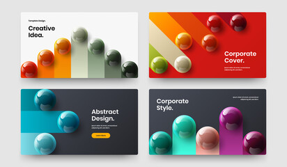 Amazing 3D balls web banner illustration collection. Minimalistic brochure vector design template bundle.
