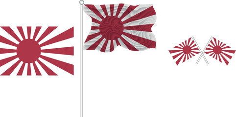 Waving Flag of Japaneese Empire 1889-1945 on the white background vector and illustrator