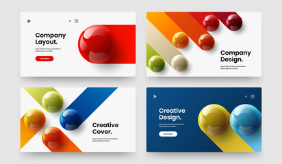 Amazing realistic balls leaflet template set. Isolated company cover vector design concept composition.