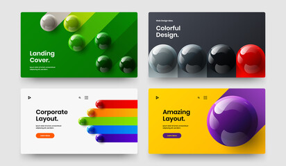 Amazing realistic balls corporate brochure layout collection. Colorful journal cover design vector concept set.