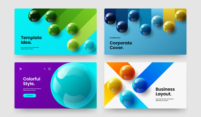 Minimalistic website vector design illustration composition. Geometric 3D spheres annual report concept set.