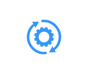 Execute icon,  implement integration process rotation, customization cycle gear wheel pictogram  logo design. Execution assembly tech element or operation cogwheel image vector design and illustration