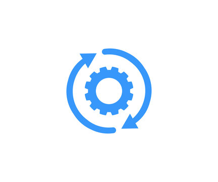 Execute icon,  implement integration process rotation, customization cycle gear wheel pictogram  logo design. Execution assembly tech element or operation cogwheel image vector design and illustration