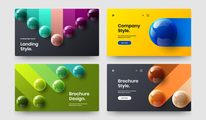 Simple 3D balls horizontal cover layout collection. Creative leaflet vector design template composition.