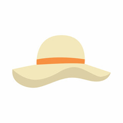 Awesome straw hat in modern style on white background. Head clothing