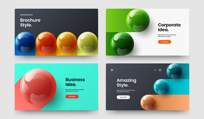 Bright realistic balls company identity illustration set. Unique catalog cover design vector template composition.