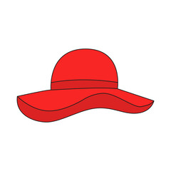 Awesome Red hat in modern style on white background. Head clothing