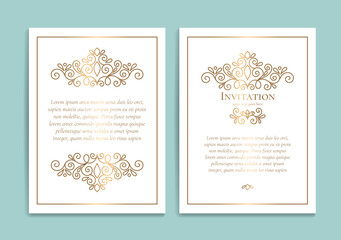 Fototapeta na wymiar Gold and white abstract greeting card design. Luxury vector ornament template. Great for invitation, flyer, menu, brochure, postcard, background, wallpaper, decoration, packaging or any desired idea.
