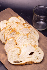 slices of bread on board