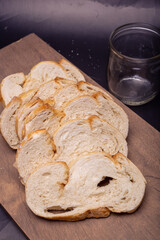 slices of bread on board