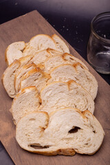 slices of bread on board