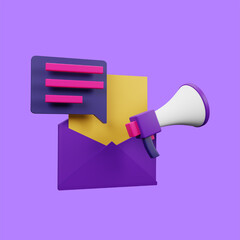 Email Marketing 3D Icon Illustration for your website, user interface, and presentation. 3D render Illustration.