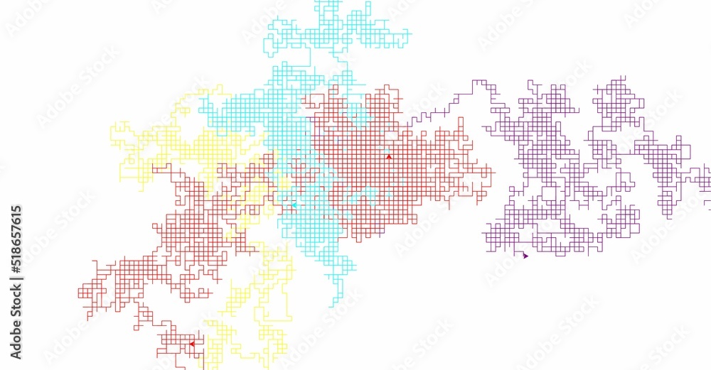 Poster map of countries designed with colorful squares and lines on white background