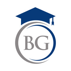 Letter BG Education Logo Concept With Educational Graduation Hat Vector Template