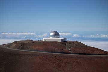 Fototapeta na wymiar Large dome shaped antenna on the top of volcano 