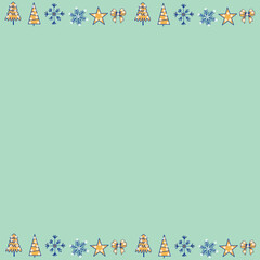 gingerbread christmas,man,magic ball,christmas tree,snowflakes,deer,serce,santa moro,mitten,gift box,feather,snowman,frame, illustration, vector, postcard, christmas, design,decoration, holiday, art, 