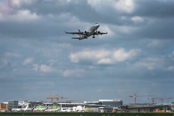 Plane taking off at Stuttgart Airport