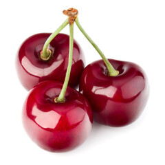 Three cherries isolated on white background cutout - 518661231