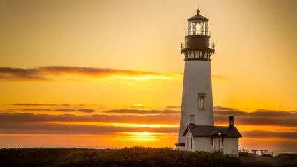 Wandcirkels aluminium lighthouse at sunset © Butch Hovendick