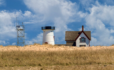 Fototapeta na wymiar Stage Harbor Lighthouse at Chatham, Cape Cod