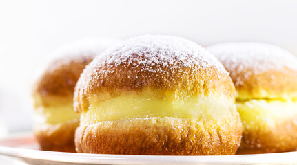 sweet bread or donut with sugar and stuffed with cream, called in Brazil as a bakery dream and in Germany as Berliner Ballen