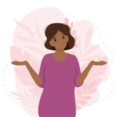 Black woman shrugging with a curious expression