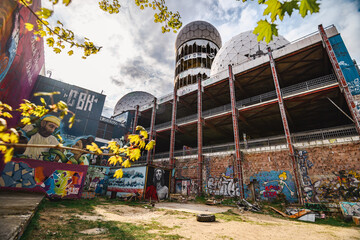 Lost Place Berlin Teufelsberg - landscape with graffiti - obrazy, fototapety, plakaty