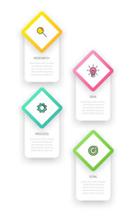 Vertical infographic design with icons and 4 options or steps. Thin line. Infographics business concept. Can be used for info graphics, flow charts, presentations, mobile web sites, printed materials.