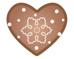 Heart shaped gingerbread cookies painted with icing - vector image. Gingerbread cookies - heart with a pattern