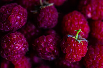 Close up of ripe raspberries
