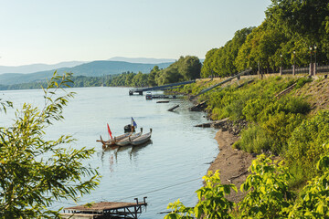 Fototapeta na wymiar Danube riverside in Vac,Hungary.Summer season.