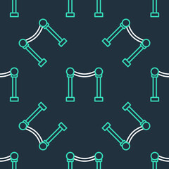 Line Rope barrier icon isolated seamless pattern on black background. VIP event, luxury celebration. Celebrity party entrance. Vector