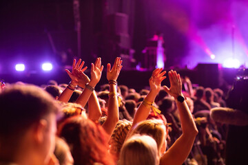  crowd partying stage lights live concert summer music festival